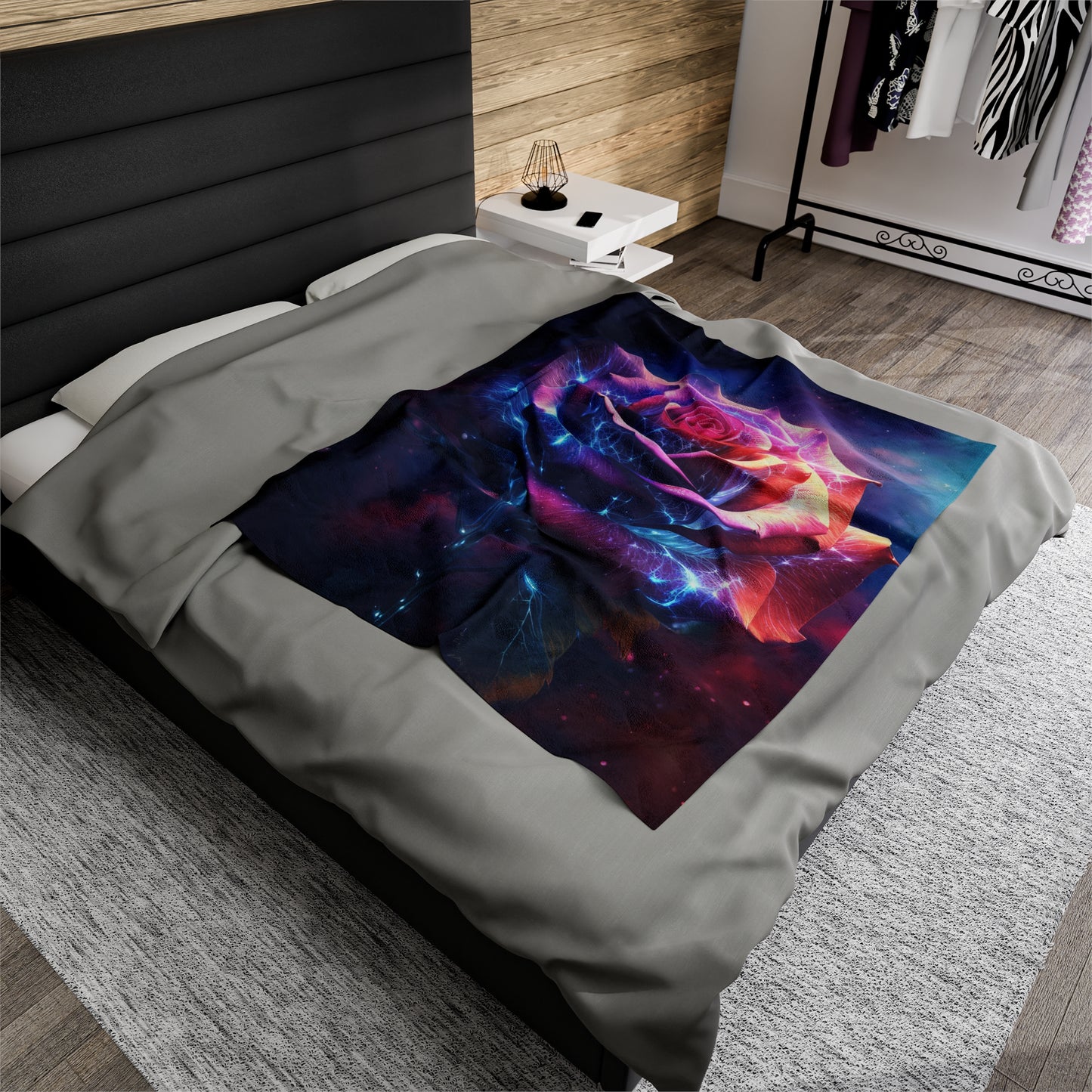 Space Flower 5 Velveteen Plush Blanket