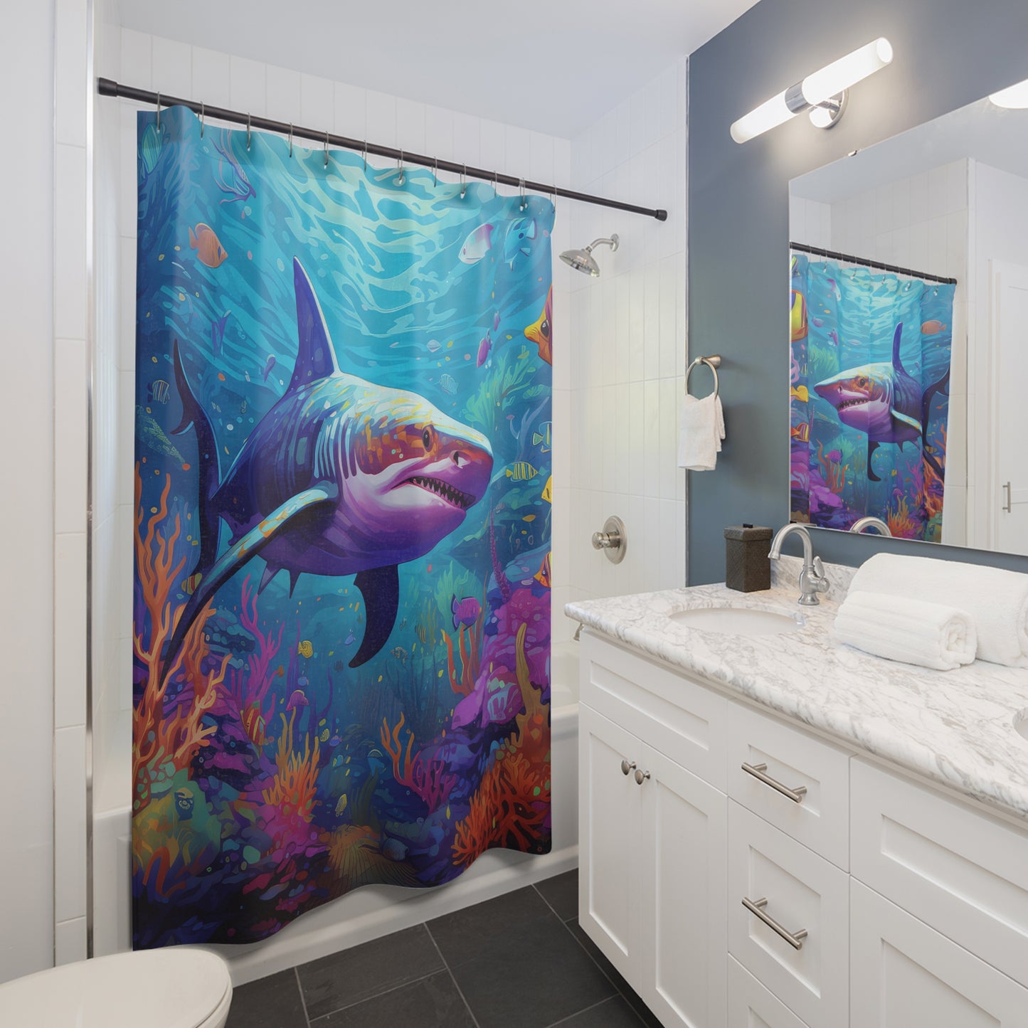 Shark 1 Shower Curtains