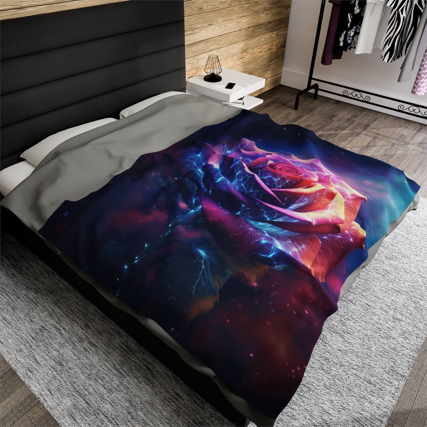 Space Flower 5 Velveteen Plush Blanket