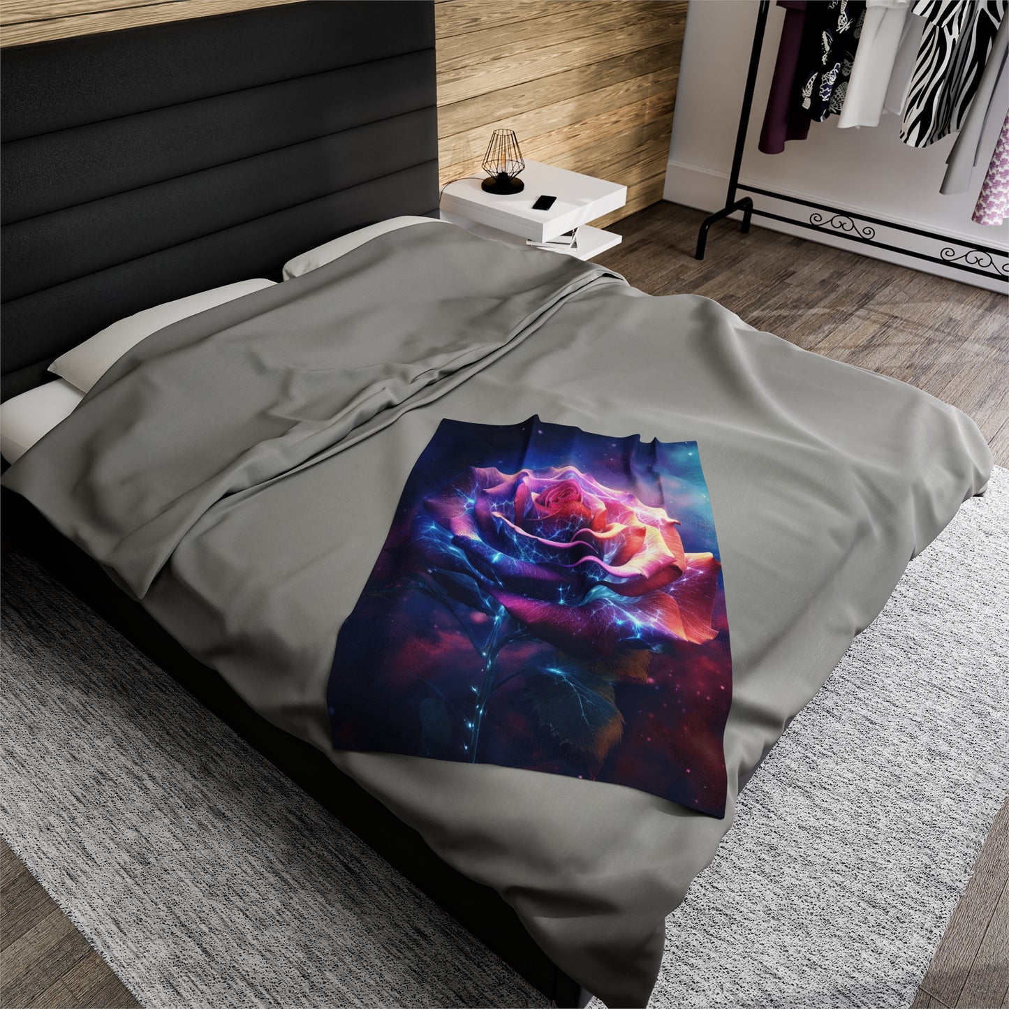 Space Flower 5 Velveteen Plush Blanket