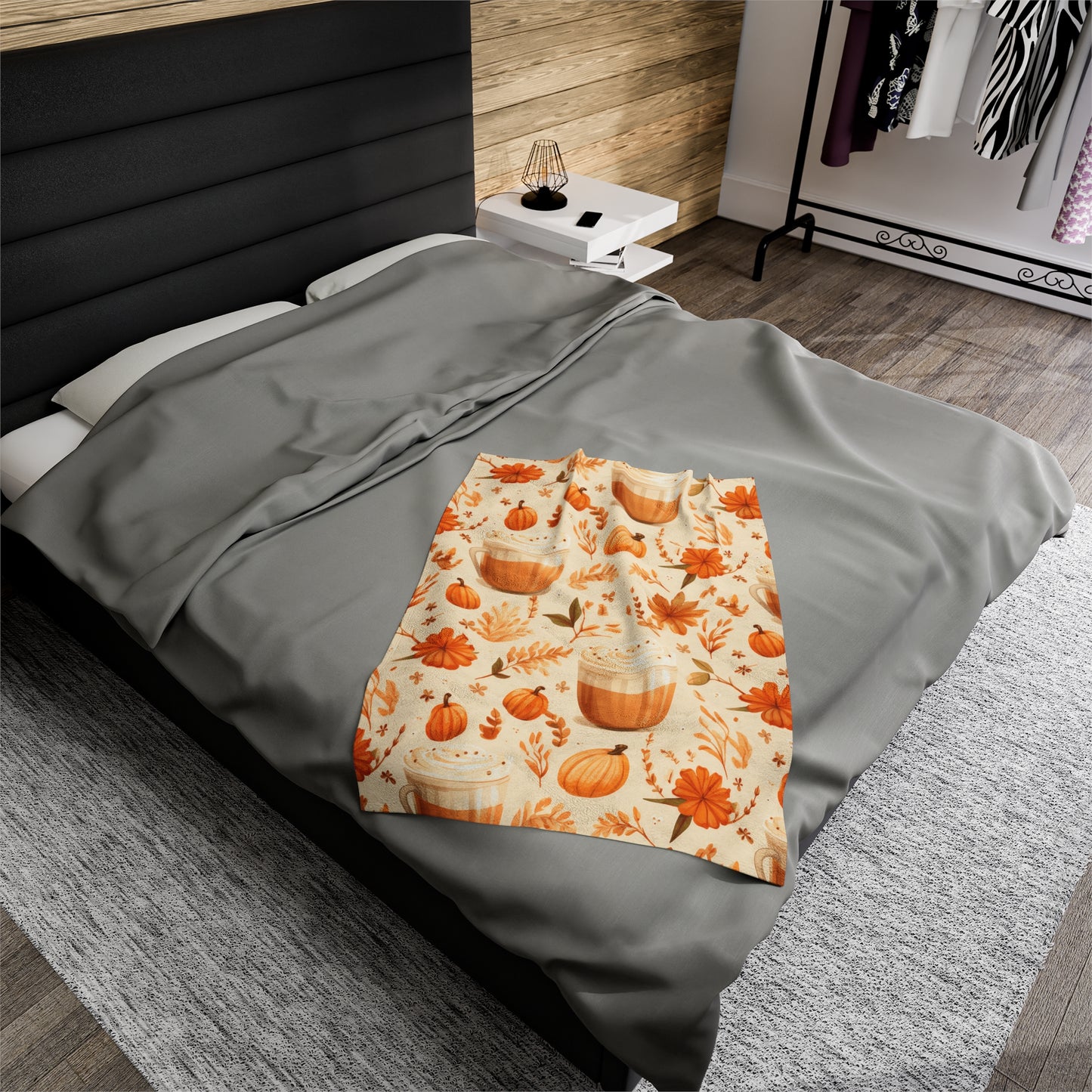 Pumpkin Spice Latte Fall 4 Velveteen Plush Blanket