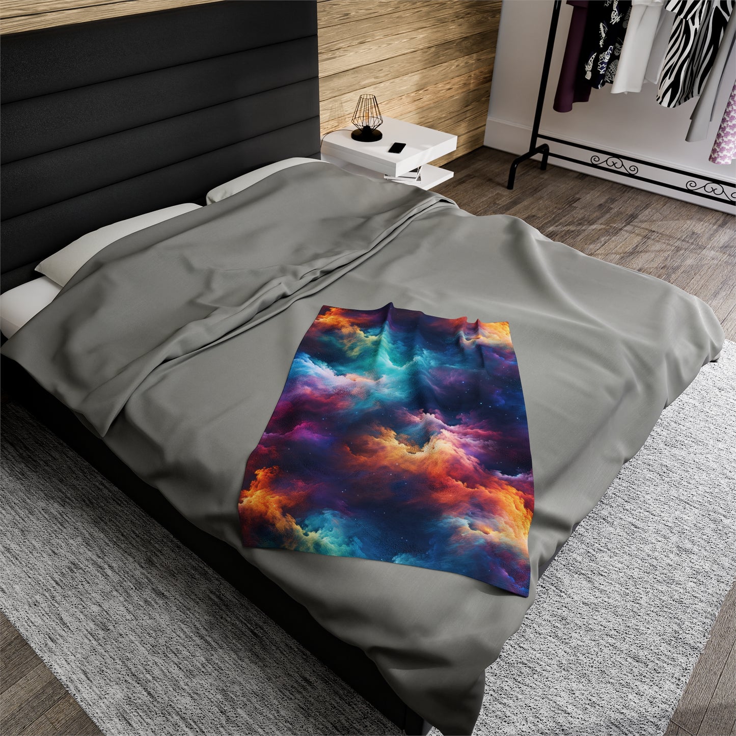 Rainbow Clouds 5 Velveteen Plush Blanket