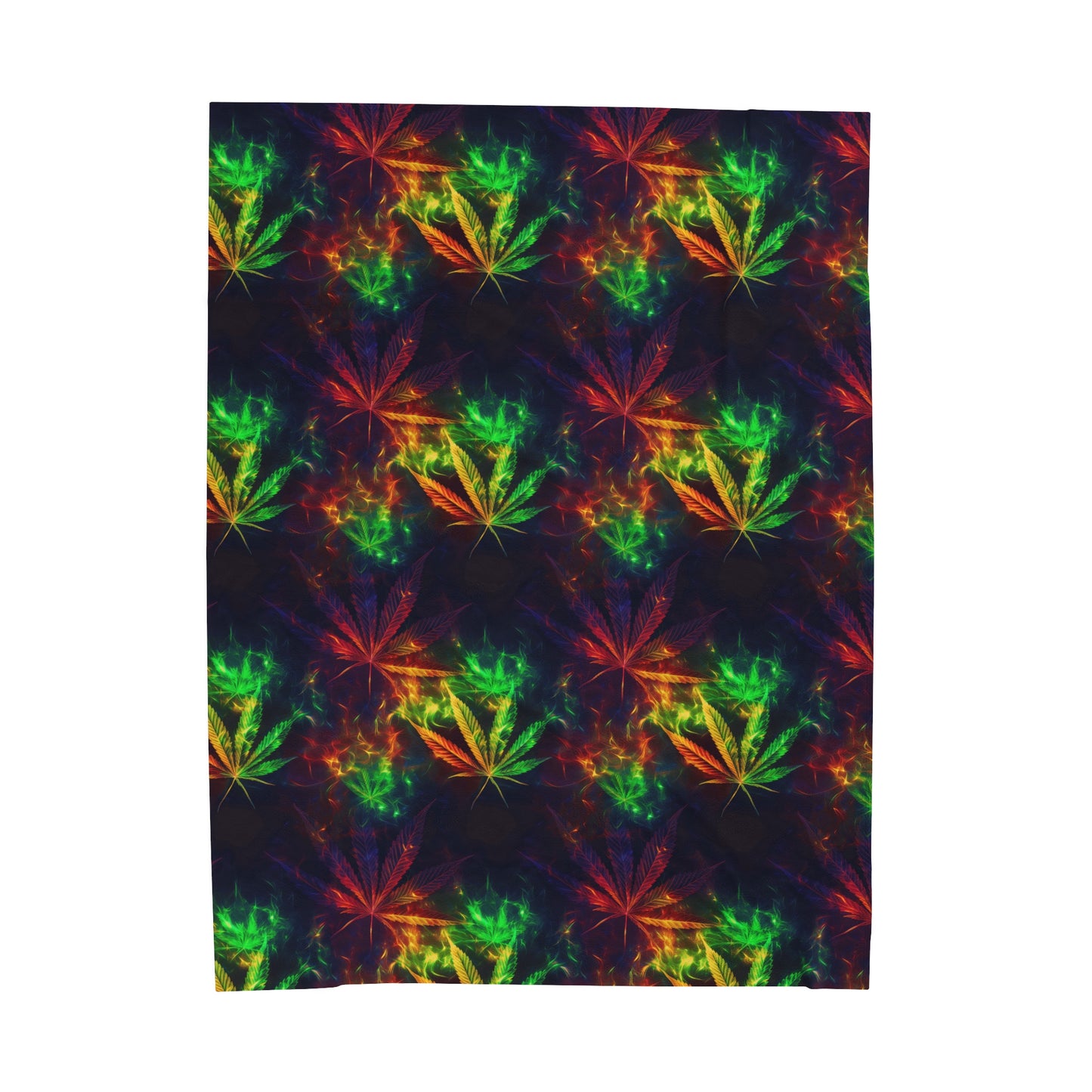 Pot Leaf Fire Rainbow 1 Velveteen Plush Blanket