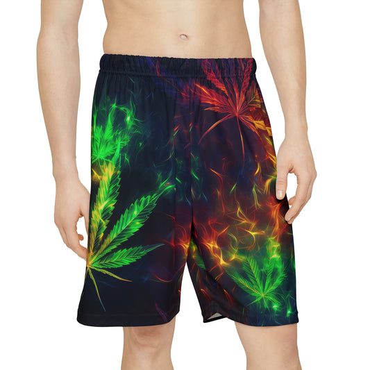 Pot Leaf Fire Rainbow 1 Men’s Sports Shorts (AOP)