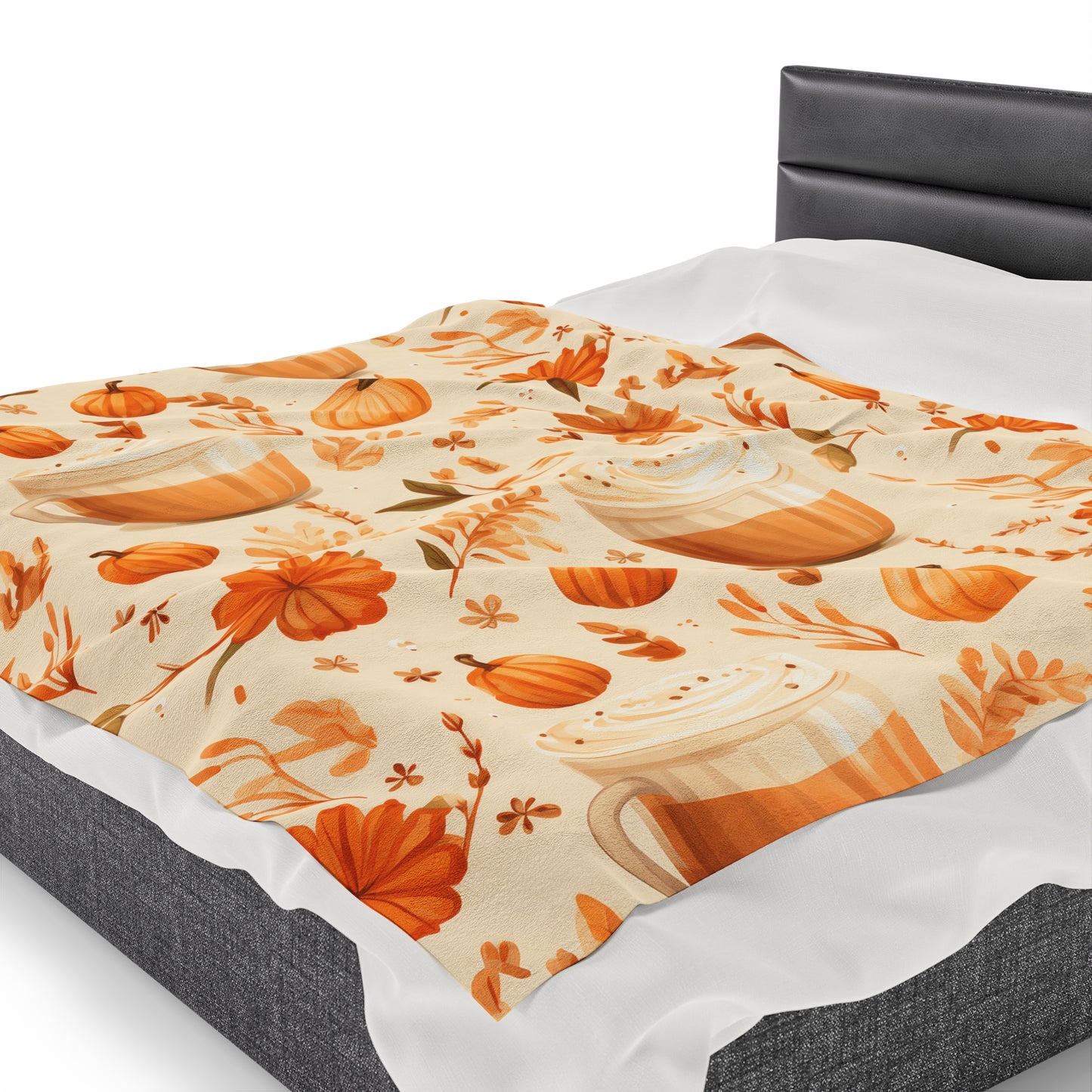 Pumpkin Spice Latte Fall 4 Velveteen Plush Blanket