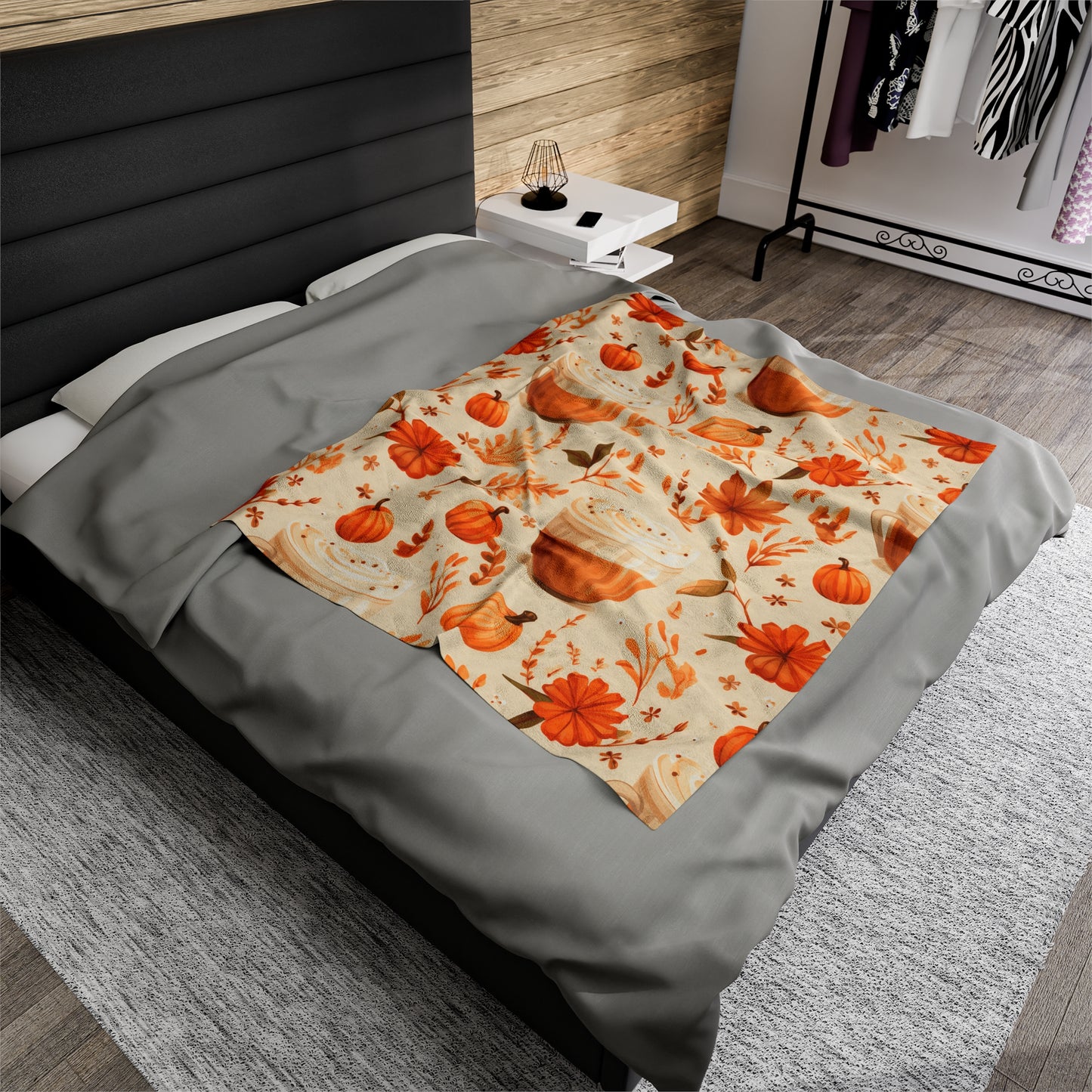 Pumpkin Spice Latte Fall 4 Velveteen Plush Blanket