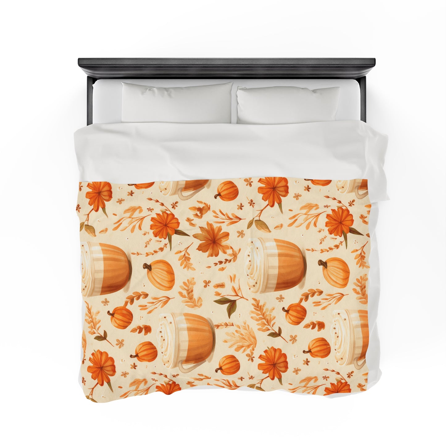 Pumpkin Spice Latte Fall 4 Velveteen Plush Blanket