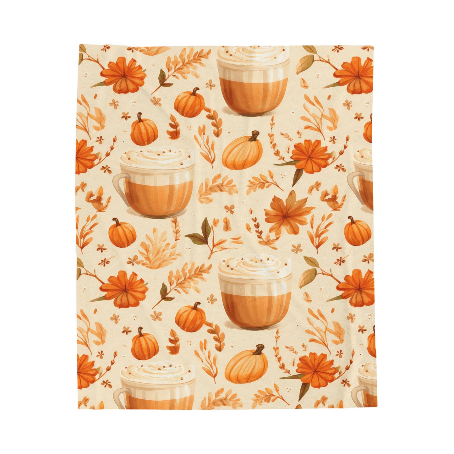 Pumpkin Spice Latte Fall 4 Velveteen Plush Blanket