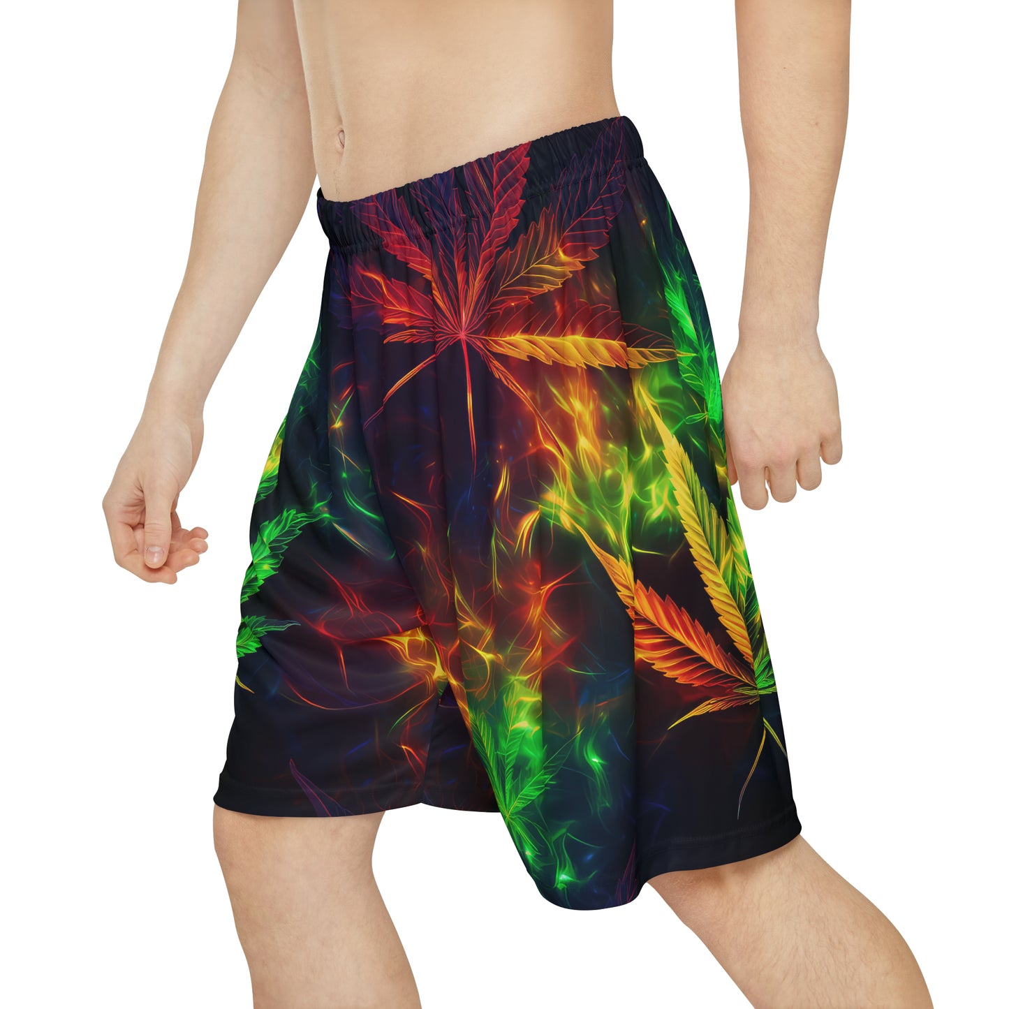 Pot Leaf Fire Rainbow 1 Men’s Sports Shorts (AOP)