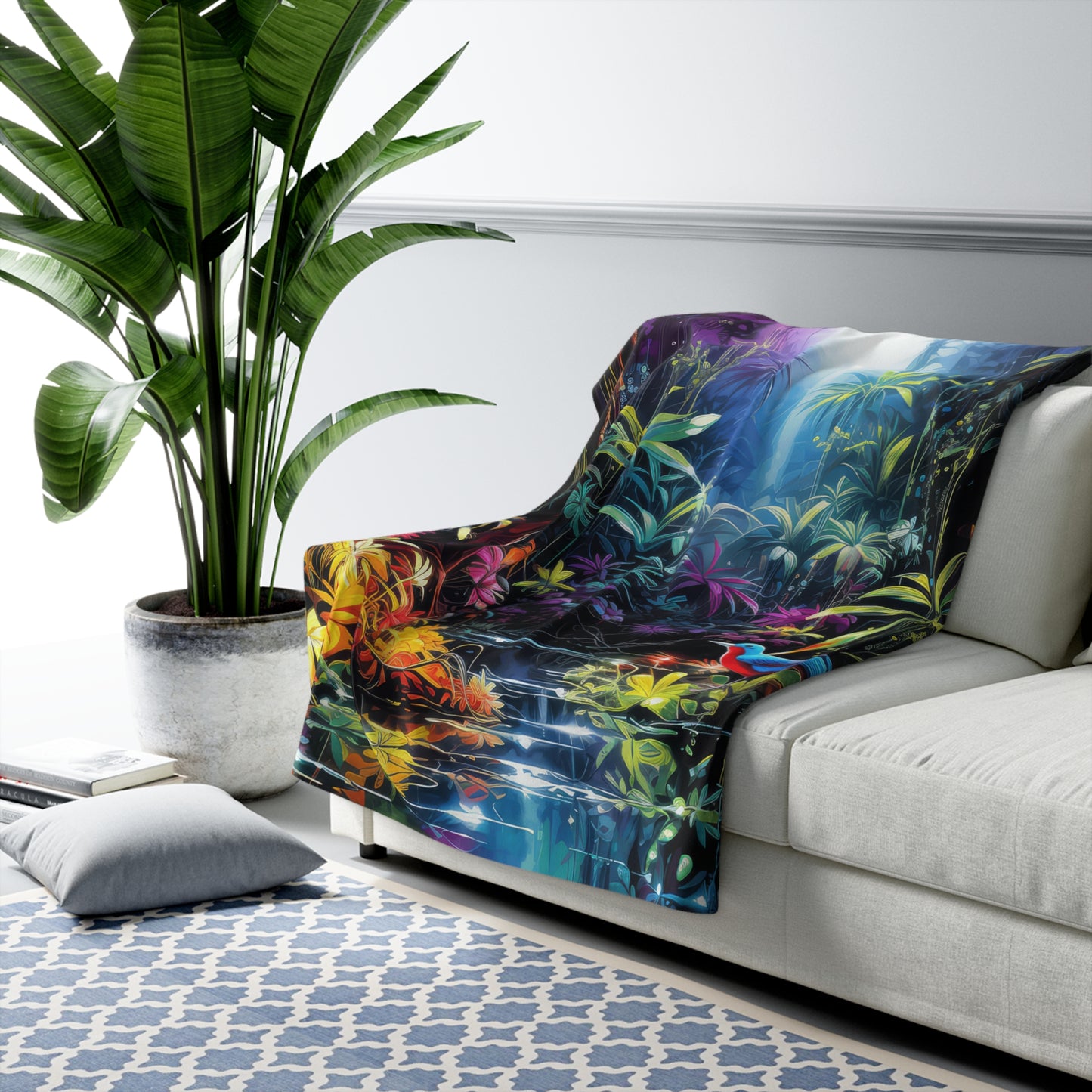 Psychedelic Rainforest 1 Sherpa Fleece Blanket