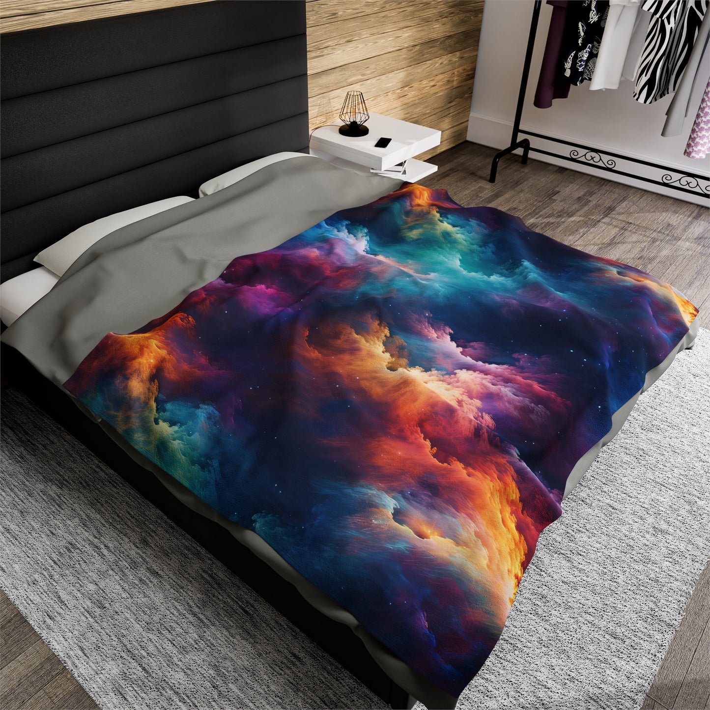 Rainbow Clouds 5 Velveteen Plush Blanket