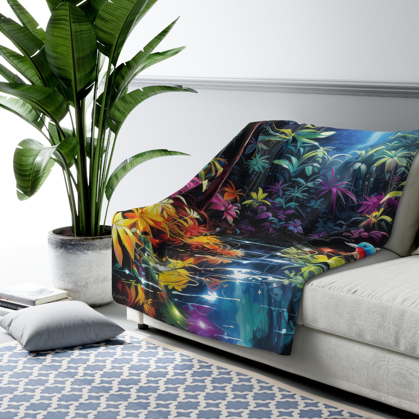 Psychedelic Rainforest 1 Sherpa Fleece Blanket