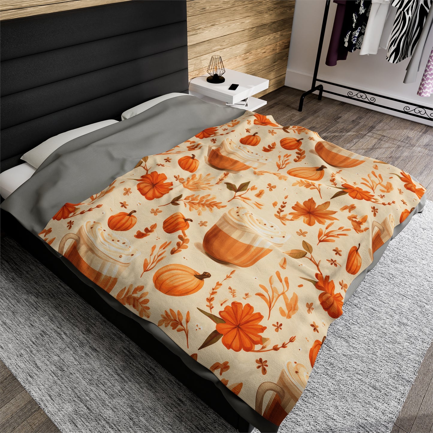 Pumpkin Spice Latte Fall 4 Velveteen Plush Blanket