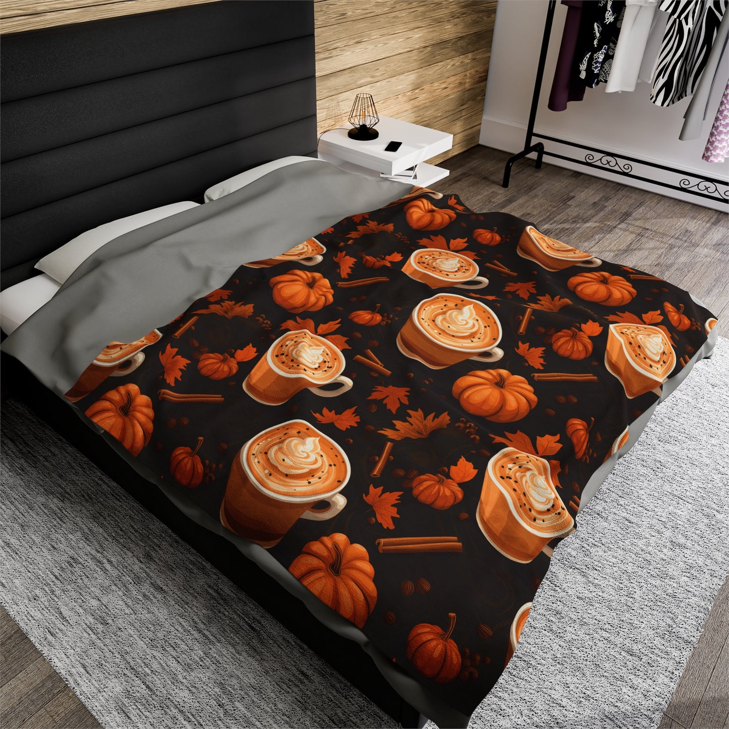 Pumpkin Spice Latte Fall 3 Velveteen Plush Blanket