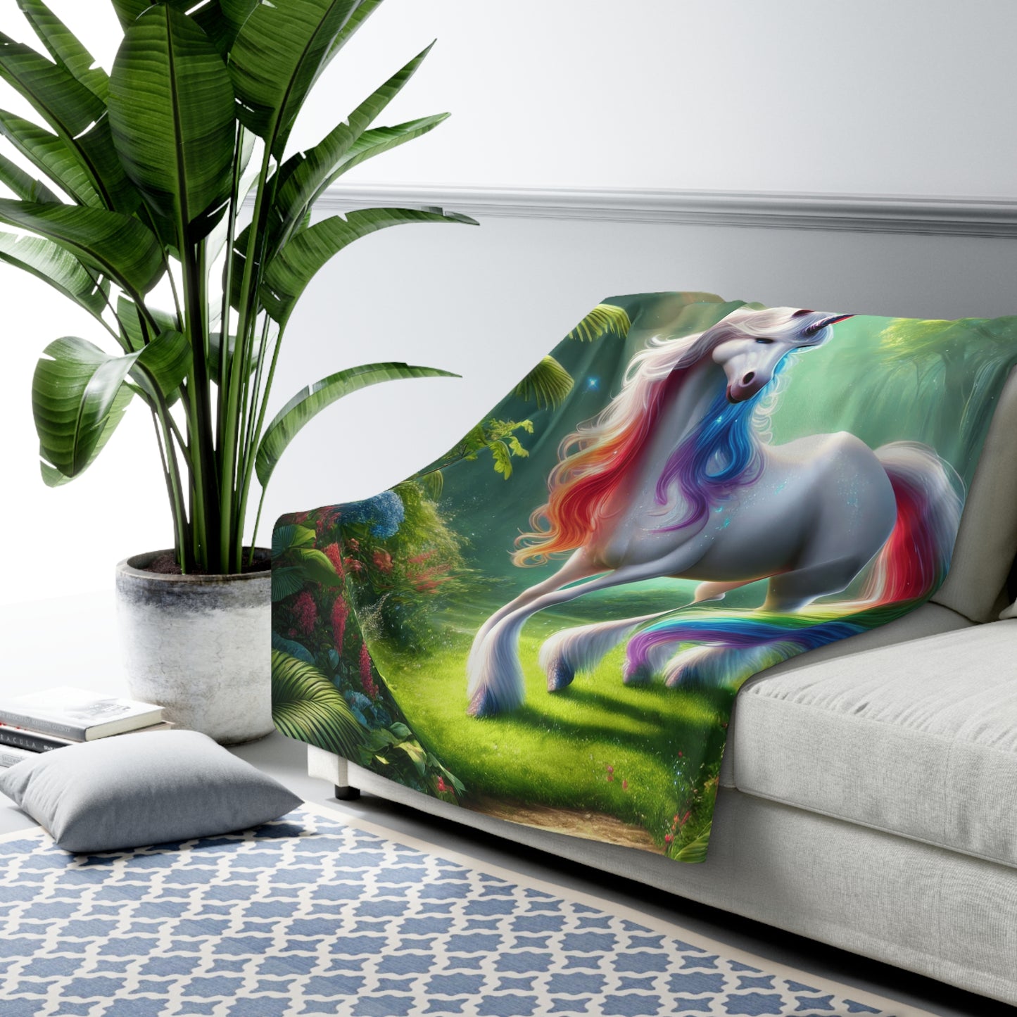 Rainbow Unicorn 1 Sherpa Fleece Blanket