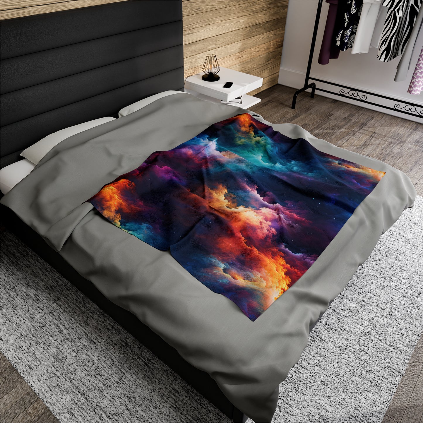 Rainbow Clouds 5 Velveteen Plush Blanket