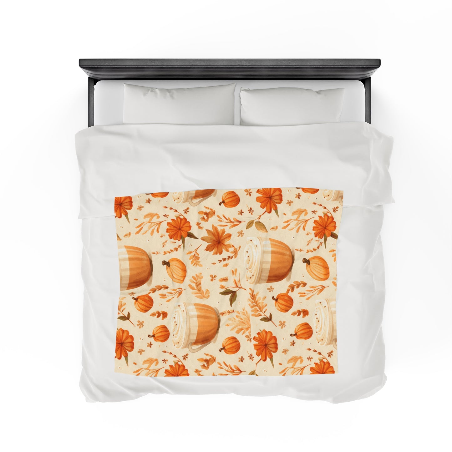 Pumpkin Spice Latte Fall 4 Velveteen Plush Blanket