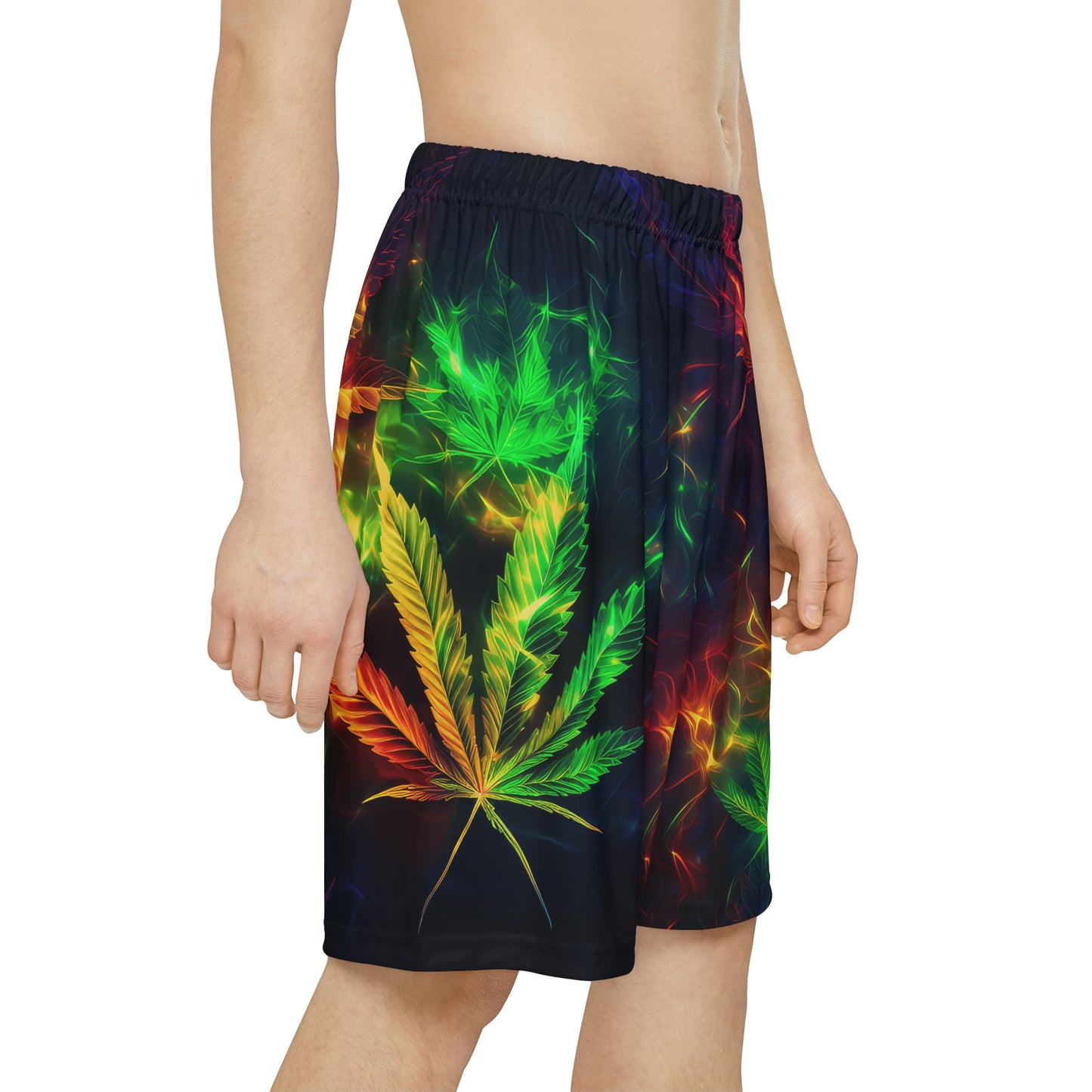 Pot Leaf Fire Rainbow 1 Men’s Sports Shorts (AOP)