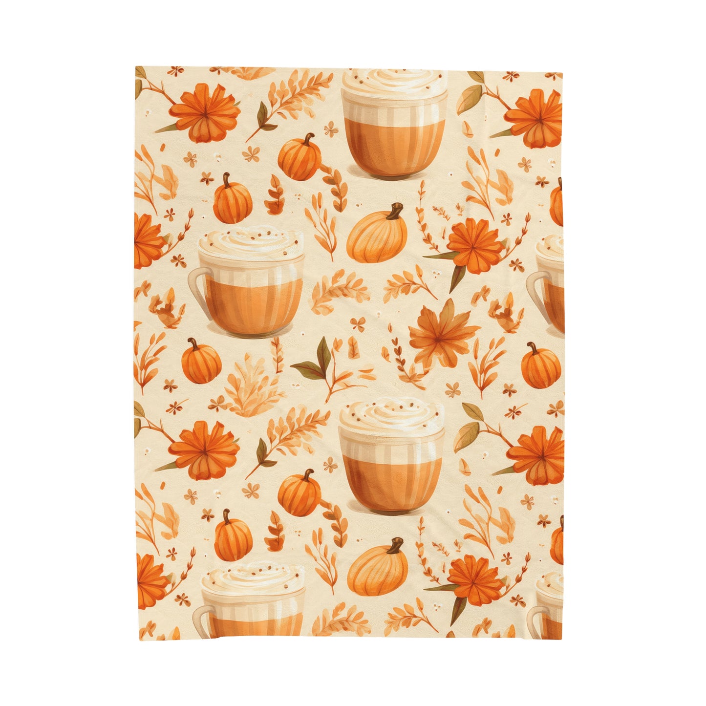 Pumpkin Spice Latte Fall 4 Velveteen Plush Blanket