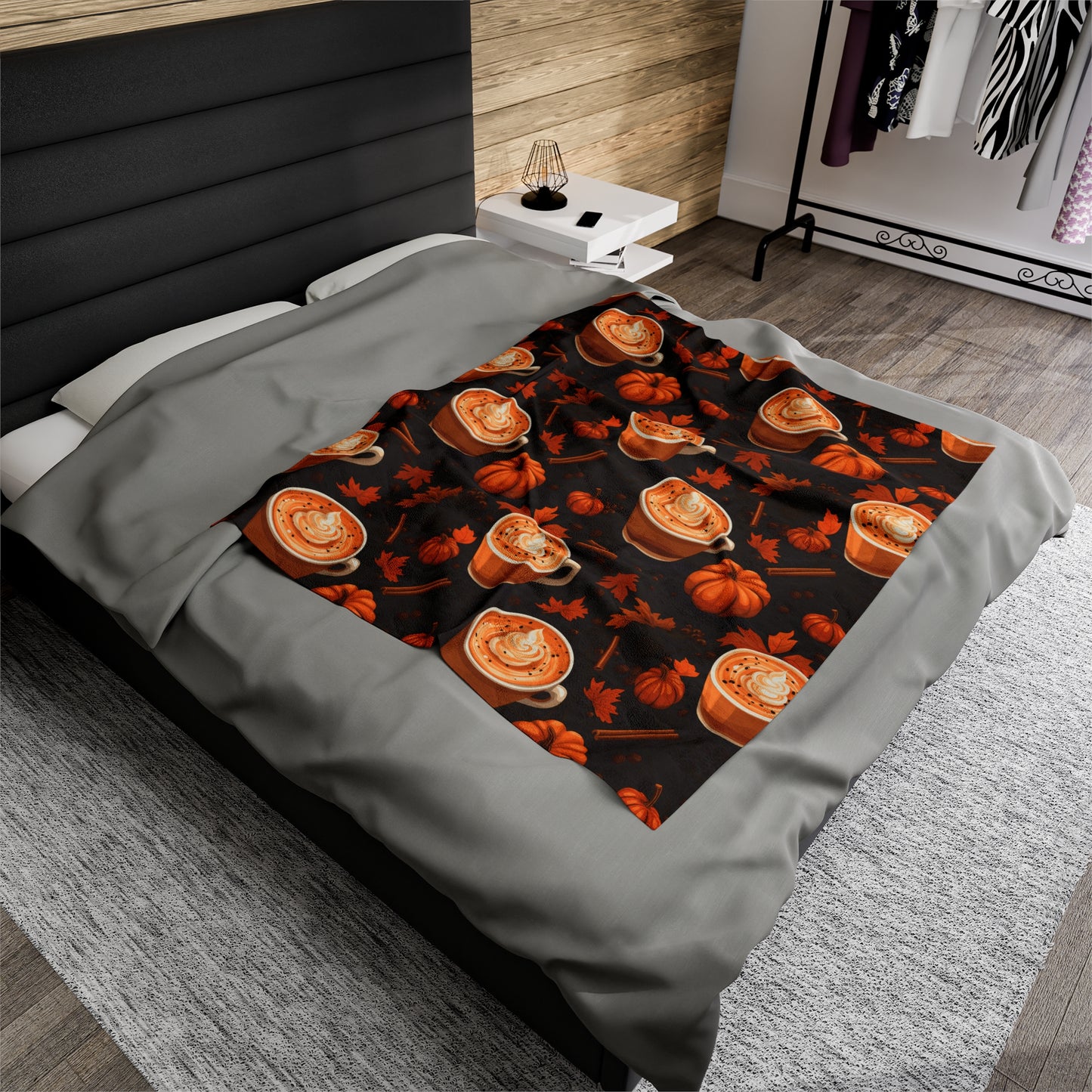 Pumpkin Spice Latte Fall 3 Velveteen Plush Blanket