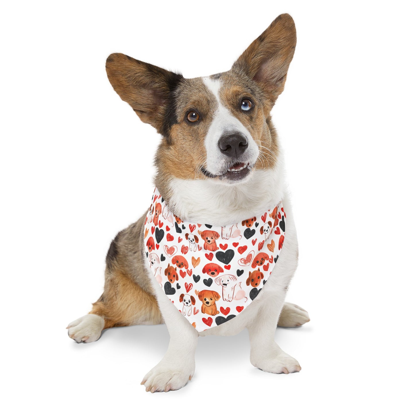 Puppies & Hearts 2 Pet Bandana Collar