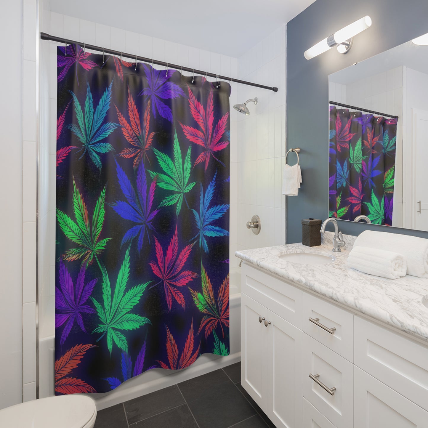 Pot Leaf Neon Colors 1 Shower Curtains